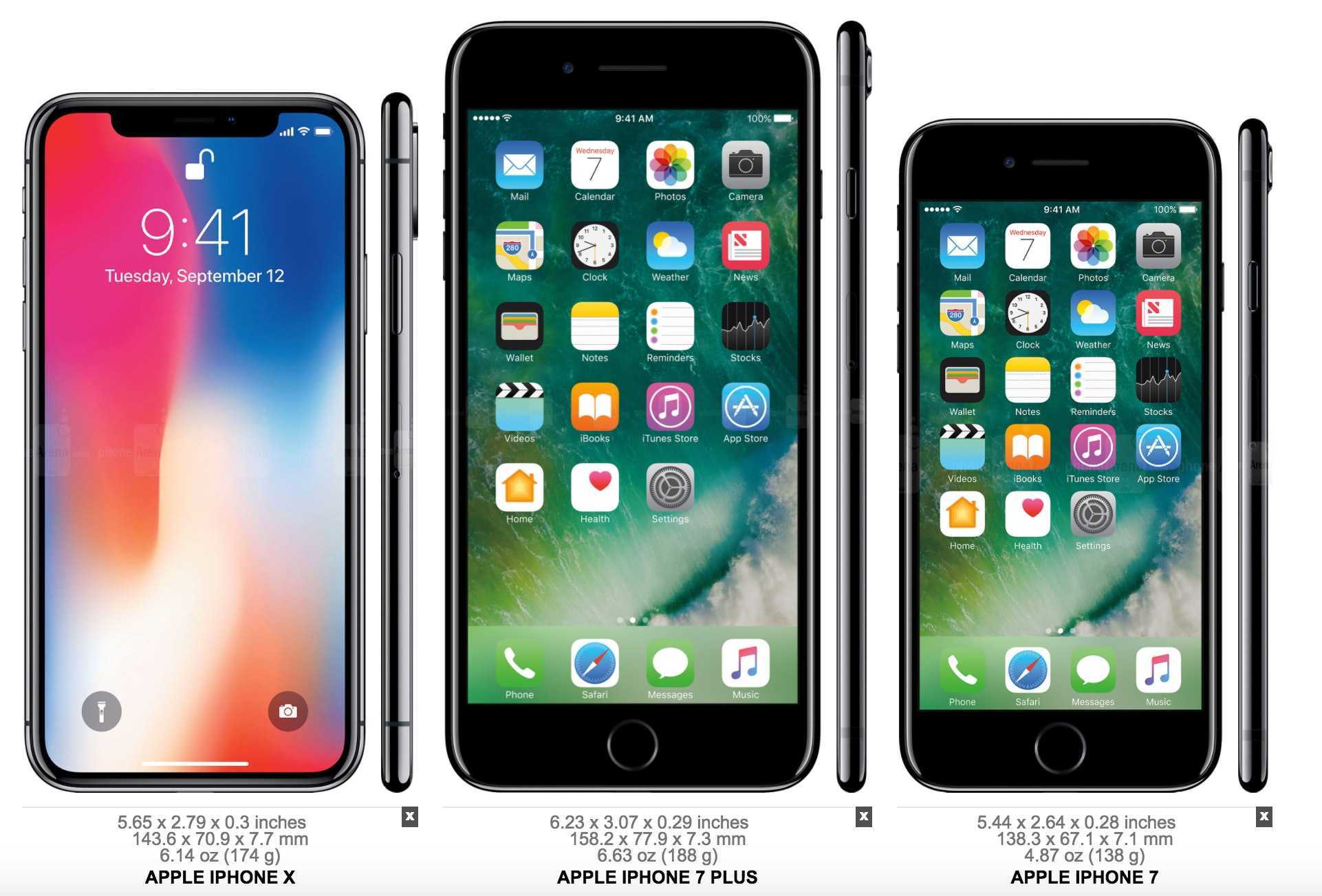 Размер apple iphone. Apple iphone 10. Apple iphone x и 7. Apple iphone 10 Plus. Iphone x10 Plus.